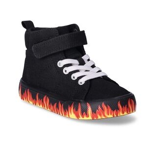 Wonder Nation Black Sneakers with Flame Design